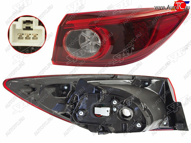 3 999 р. Фонарь задний правый (внешний, LED) SAT Mazda 3/Axela BM рестайлинг седан (2016-2019)  с доставкой в г. Кемерово