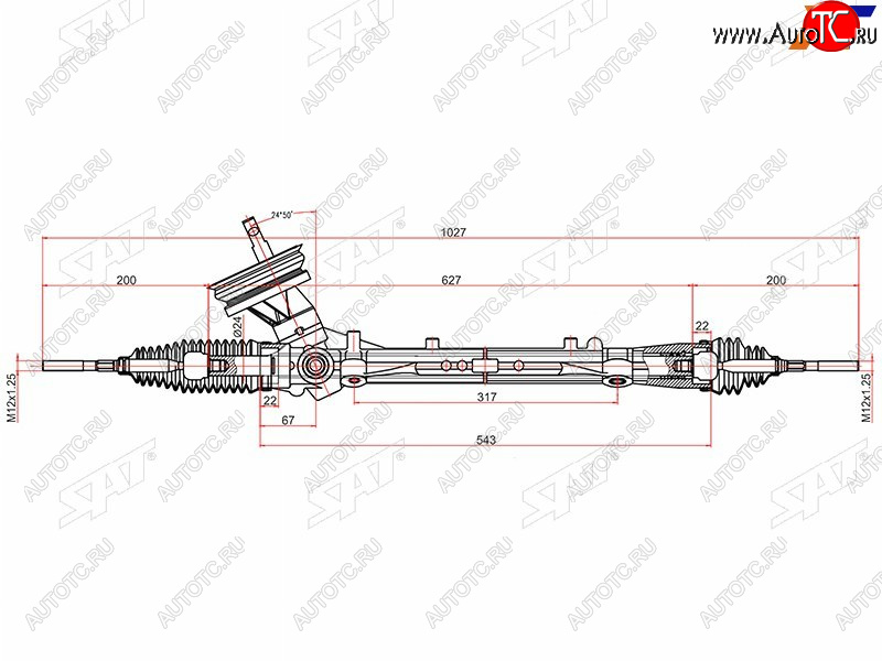 7 599 р. Рейка рулевая LHD SAT  Nissan Tiida ( 1 седан,  1 хэтчбек) (2007-2014) C11 дорестайлинг, C11 дорестайлинг, C11 рестайлинг, C11 рестайлинг  с доставкой в г. Кемерово