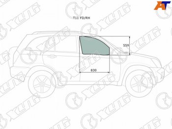 2 599 р. Стекло боковое опускное (Спереди Справа Цвет зеленый) Chery Tiggo T11 05-16  Vortex Tingo 10-14 XYG T11 FD/RH  с доставкой в г. Кемерово. Увеличить фотографию 3