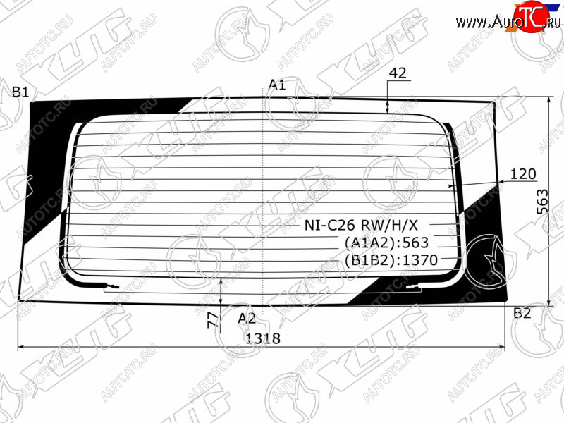 7 999 р. Стекло заднее (Цвет зеленый Обогрев) Nissan Serena 10-16 XYG NI-C26 RW/H/X  с доставкой в г. Кемерово