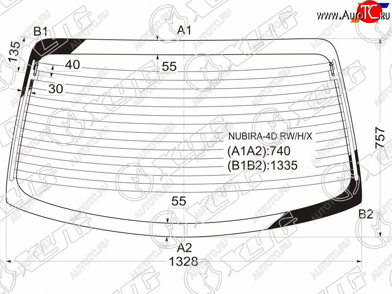 6 249 р. Стекло заднее (Цвет зеленый Обогрев Антенна) Daewoo Lacetti 04-09  Nubira 97-03 XYG NUBIRA-4D RW/H/X  с доставкой в г. Кемерово