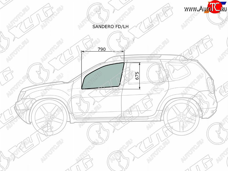 2 399 р. Стекло боковое опускное (Спереди Слева Цвет зеленый) Nissan Terrano 14-22  Renault Duster 10-21  XYG SANDERO FD/LH  с доставкой в г. Кемерово
