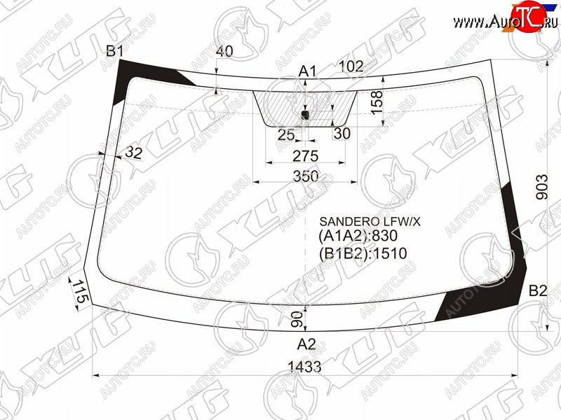 5 449 р. Стекло лобовое Nissan Terrano 14-22  Renault Duster 10-21  Sandero 09-14  Dacia Duster 10-17  Sa XYG SANDERO LFW/X  с доставкой в г. Кемерово