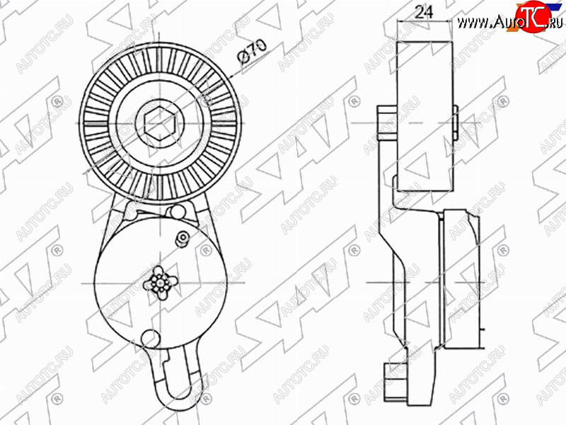 1 599 р. Натяжитель приводного ремня TOYOTA CAMRYRAV4 2.5 11-LEXUS ES 2.5 11-RX 2.7 08- SAT ST-16620-36010  с доставкой в г. Кемерово