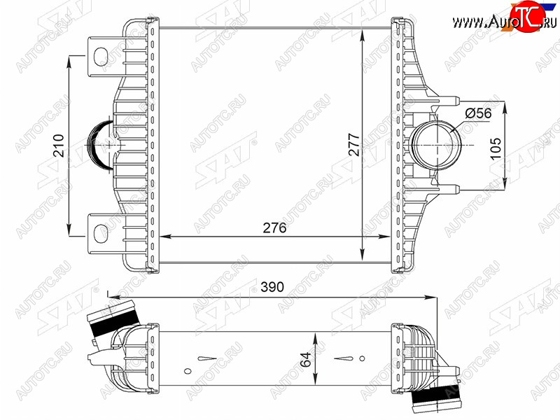10 249 р. Интеркулер LAND ROVER RANGE ROVER 12-RANGE ROVER SPORT 13- SAT ST-211-0006  с доставкой в г. Кемерово
