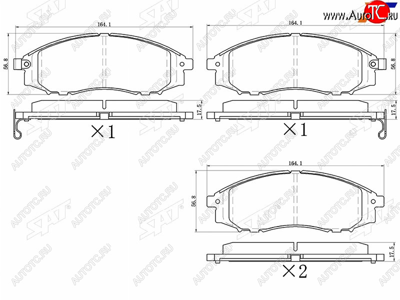 1 259 р. Колодки тормозные перед FR-FL SAT Nissan Navara 2 D40 дорестайлинг (2004-2010)  с доставкой в г. Кемерово