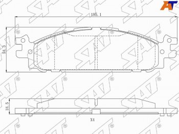 1 559 р. Колодки тормозные передние FL-FR SAT  Ford Explorer ( U502,  U625) (2010-2025) дорестайлинг, 1-ый рестайлинг, 5 дв., 2-ой рестайлинг, 5 дв., 5 дв.  с доставкой в г. Кемерово. Увеличить фотографию 1