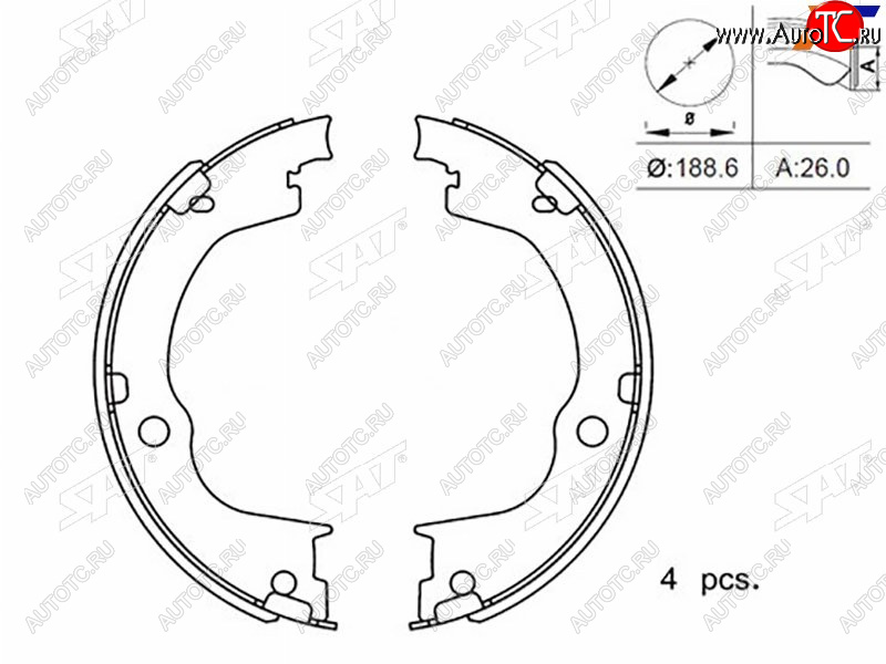 1 389 р. Колодки тормозные барабанные задние RH-LH SAT  Chevrolet Captiva ( CN202S) (2006-2025), Opel Antara (2006-2015)  с доставкой в г. Кемерово