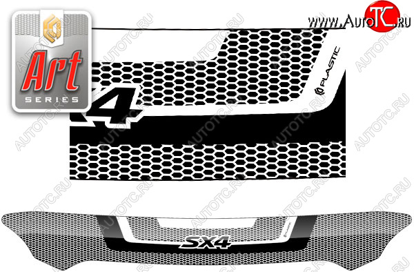 2 299 р. Дефлектор капот CA-Plastic  Suzuki SX4  JYB, JYA (2013-2016) хэтчбэк дорестайлинг (серия ART белая)  с доставкой в г. Кемерово