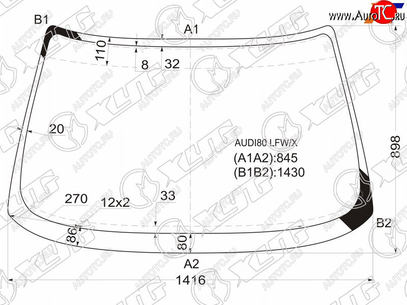 5 699 р. Стекло лобовое Audi 80 86-95 XYG AUDI80 LFW/X  с доставкой в г. Кемерово