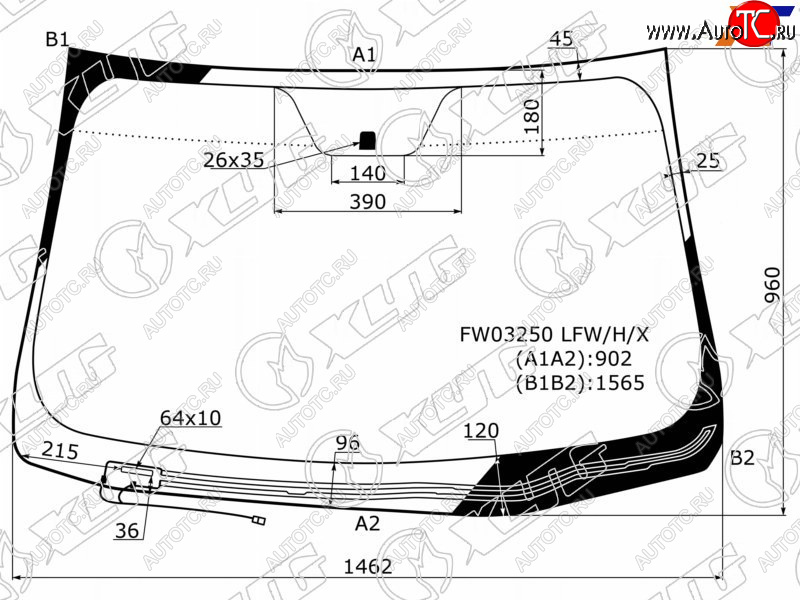 7 199 р. Стекло лобовое с обогревом щеток HYUNDAI SONATA YF 10-14                                             XYG FW03250 LFW/H/X  с доставкой в г. Кемерово