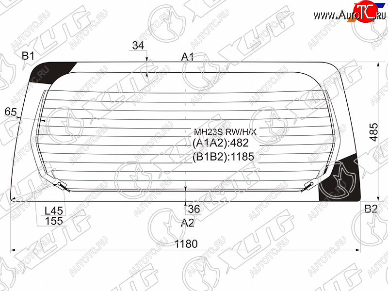 7 499 р. Стекло заднее (Цвет зеленый Обогрев) Mazda AZ-Wagon 05-12  Suzuki Wagon R 08-12 XYG MH23S RW/H/X  с доставкой в г. Кемерово