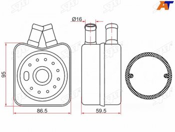 2 049 р. Радиатор масляный AUDI A2 00-A3 96-03A4 96-08MITSUBISHI LANCER 07-SKODA FABIA 99-OCTAVIA 96-VO SAT ST-028117021B  с доставкой в г. Кемерово. Увеличить фотографию 1