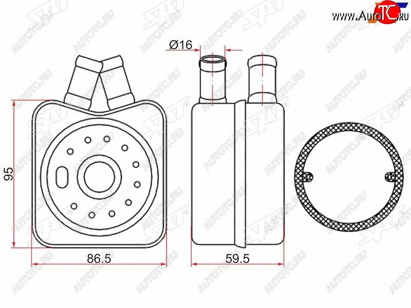 2 049 р. Радиатор масляный AUDI A2 00-A3 96-03A4 96-08MITSUBISHI LANCER 07-SKODA FABIA 99-OCTAVIA 96-VO SAT ST-028117021B  с доставкой в г. Кемерово