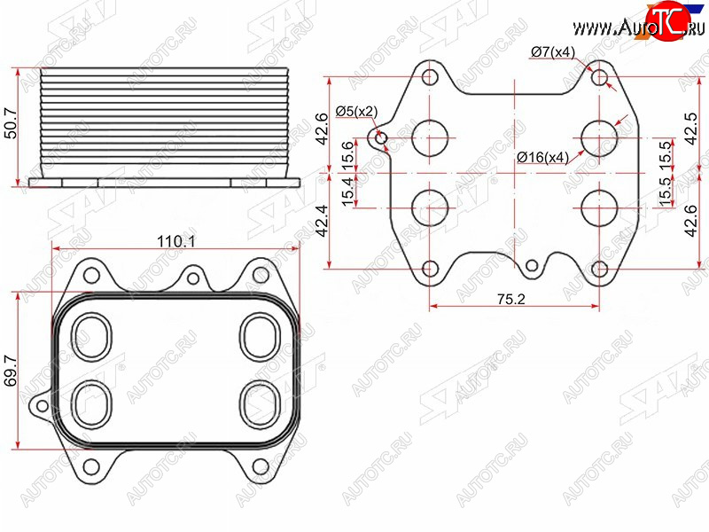 1 839 р. Радиатор масляный AUDI A1 10-A3 03-A4 07-A5 07-A6 11-Q3 11-Q5 08-SKODA FABIA 07-OCTAVIA 04- SAT ST-03L117021C  с доставкой в г. Кемерово