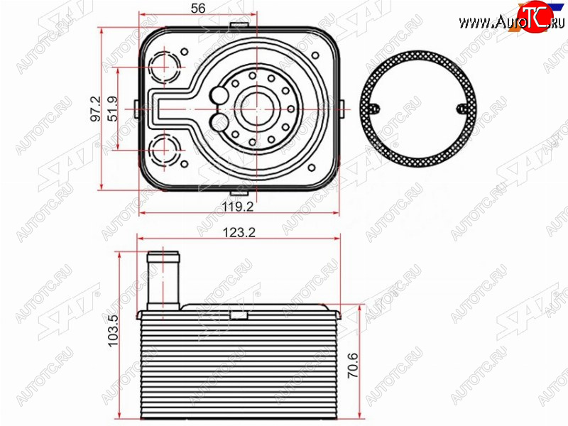 2 199 р. Радиатор масляный AUDI A3 03-A4 00-A5 07-Q7 07-SKODA FABIA 99-OCTAVIA 04-VOLKSWAGEN GOLF 03-P SAT ST-038117021B  с доставкой в г. Кемерово