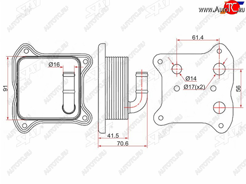 2 799 р. Радиатор масляный AUDI A1 10-A3 03-SKODA FABIA 07-OCTAVIA 04-RAPID 12-VOLKSWAGEN JETTA 10-POLO SAT ST-03F117021A  с доставкой в г. Кемерово