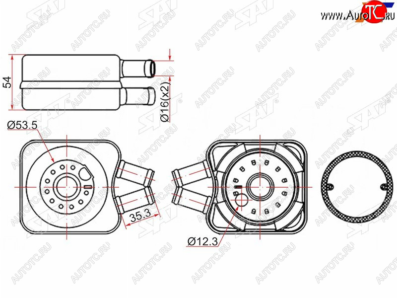1 269 р. Радиатор масляный AUDI A4 94-00A6 94-05FORD GALAXY 95-06SKODA OCTAVIA 96-10VOLKSWAGEN PASSAT 96- SAT ST-068117021B  с доставкой в г. Кемерово