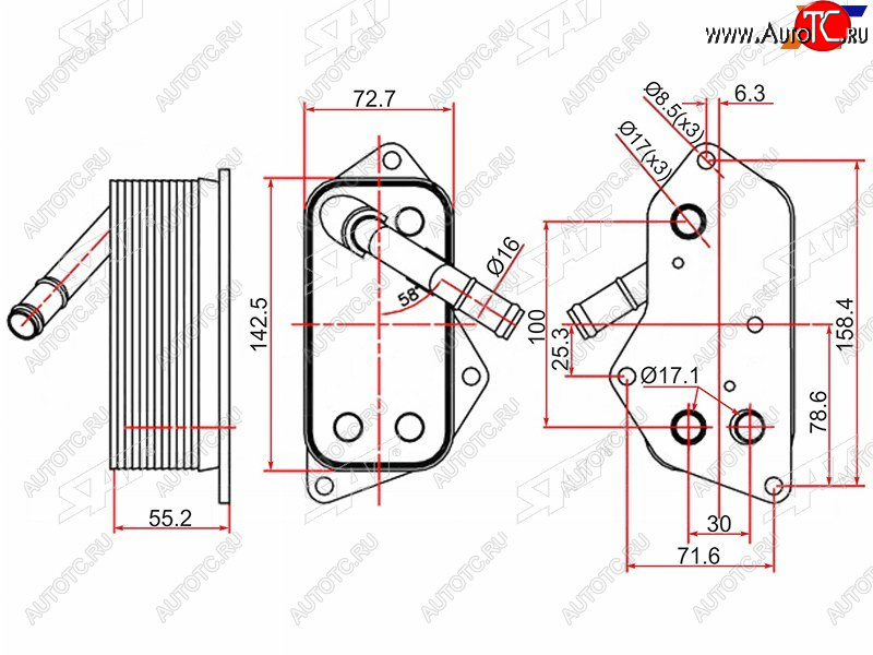 2 899 р. Радиатор масляный BMW 1-SERIES  E81E82E87E88 04-111-SERIES F20F21 11-3-SERIES E90E91E92E93 SAT ST-11427525333  с доставкой в г. Кемерово