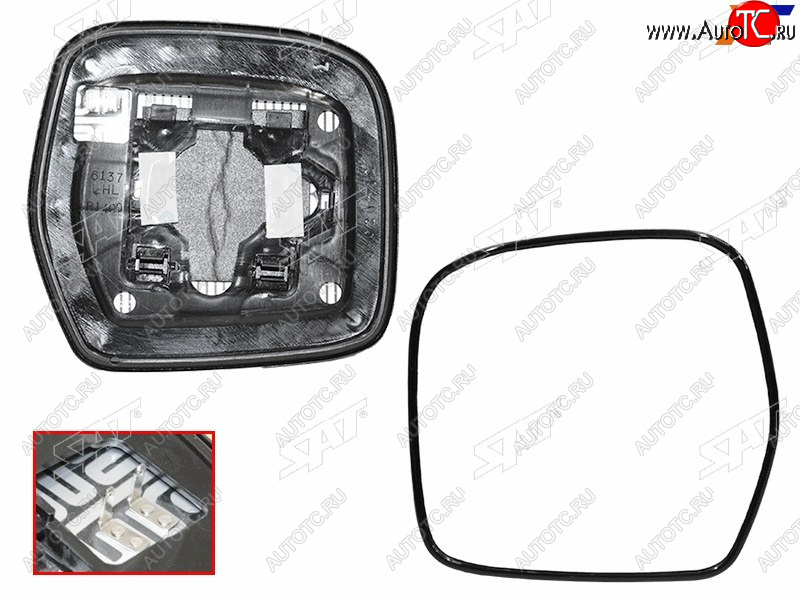 1 339 р. Полотно зеркала Toyota Land Cruiser (J100) 98-07 (Слева Обогрев) SAT ST-121-0121  с доставкой в г. Кемерово