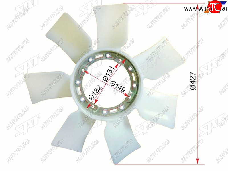 2 899 р. Крыльчатка вентилятора TOYOTA 1-2JZGE,1-2JZFSE SAT ST-16361-46040  с доставкой в г. Кемерово
