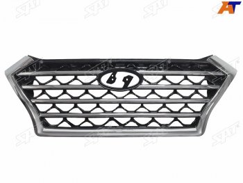 Решетка радиатора SAT Hyundai Tucson TL рестайлинг (2018-2021) (горизонтальные полосы хром)