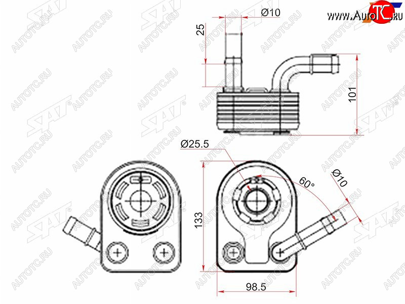 3 099 р. Радиатор масляный FORD C-MAX 10-FIESTA 08-FOCUS II 04-11FOCUS III 11-KUGA 13-MONDEO 07-VOLVO S SAT ST-1852773  с доставкой в г. Кемерово
