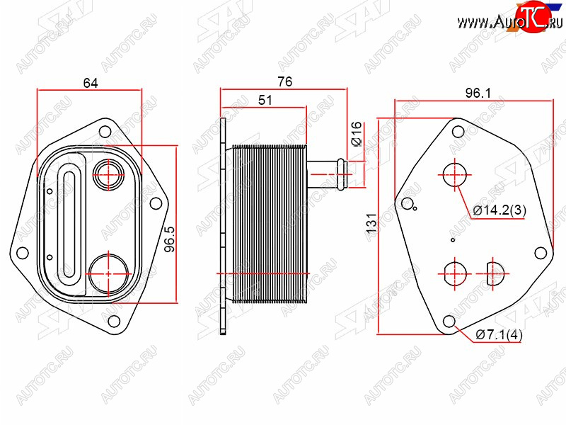 1 349 р. Радиатор масляный HYUNDAI ELANTRA 06-10GETZ 02-I30 07-KIA CEED 07-12CERATO 04-RIO 05-10 SAT ST-26410-2A150  с доставкой в г. Кемерово