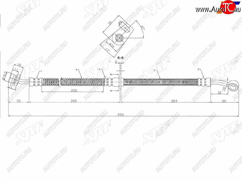 1 099 р. Шланг тормозной передний LH SAT  KIA Rio  2 JB (2005-2011) дорестайлинг седан, дорестайлинг, хэтчбэк 5 дв., рестайлинг седан, рестайлинг, хэтчбэк 5 дв.  с доставкой в г. Кемерово