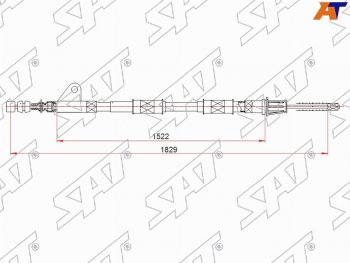 Трос ручного тормоза LH SAT Toyota Avensis T220 седан дорестайлинг (1997-2001) (барабанные тормоза)