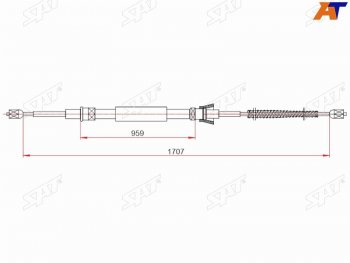 Трос ручного тормоза RH-LH SAT Skoda Rapid NH3 дорестайлинг лифтбэк (2012-2017) ()