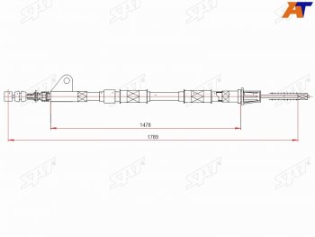 Трос ручного тормоза RH SAT Toyota Avensis  T220 седан (1997-2001) дорестайлинг (барабанные тормоза)