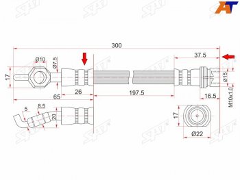 Шланг тормозной задний (Таиланд) LH=RH Toyota Caldina ( T210,  T240) - Wish  XE10