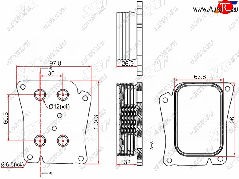 2 799 р. Радиатор масляный MERCEDES C-CLASS W203 00-06C-CLASS W204 06-13E-CLASS W211 02-09 SAT ST-A2711880401  с доставкой в г. Кемерово