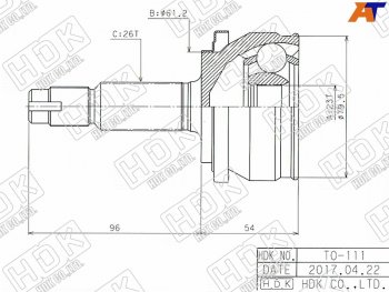 Шрус наружный TOYOTA AURISCOROLLA ZREZZE15#07- HDK TO-111