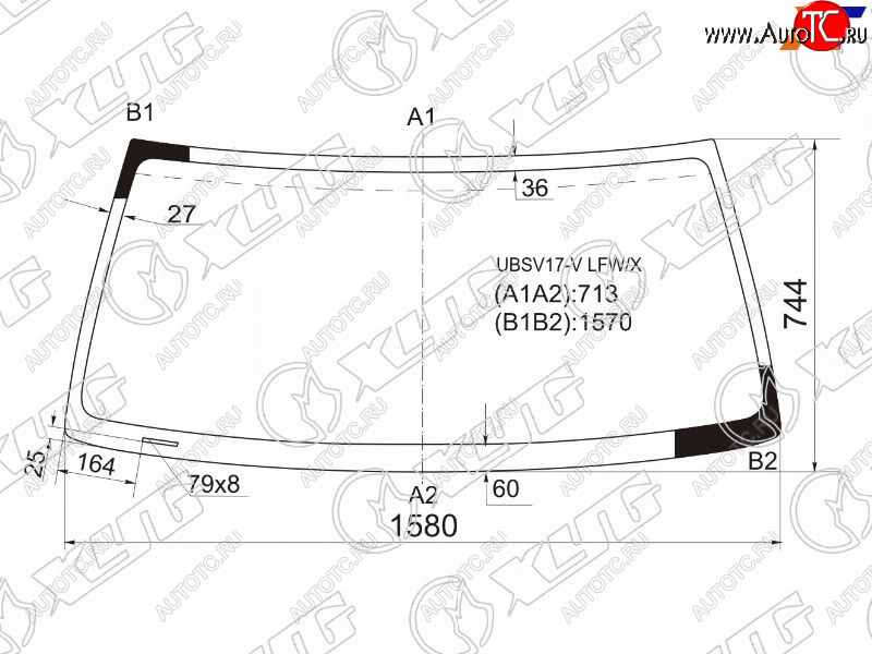 7 599 р. Стекло лобовое Honda Horizon 94-99  Isuzu Bighorn 91-02  Trooper 92-02  Opel Monterey 91-99 XYG UBSV17-V LFW/X  с доставкой в г. Кемерово