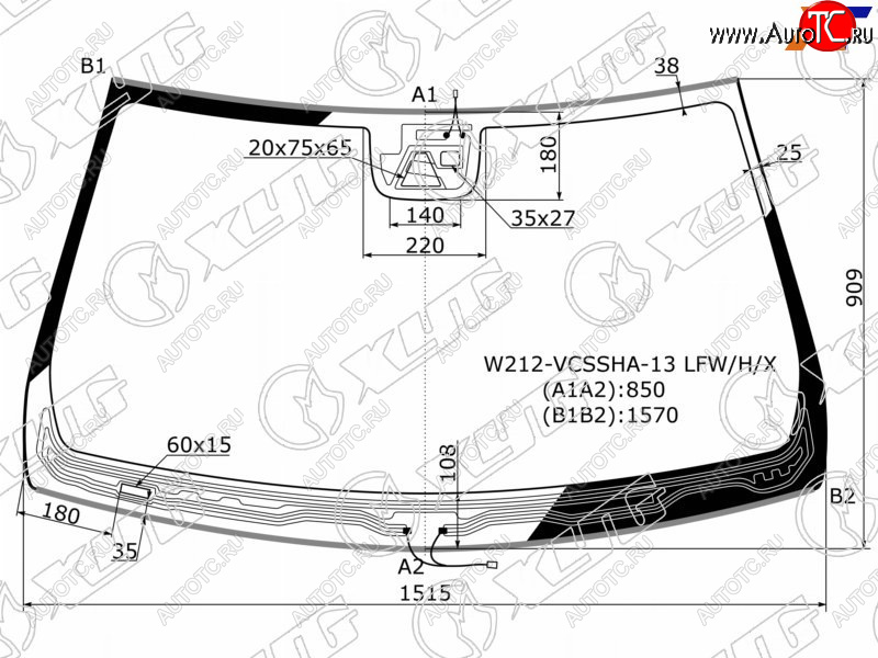 12 649 р. Стекло лобовое (Обогрев щеток Камера Датчик дождя Молдинг) Mercedes-Benz E-Class 13-17 XYG W212-VCSSHA-13 LFW/H/X  с доставкой в г. Кемерово