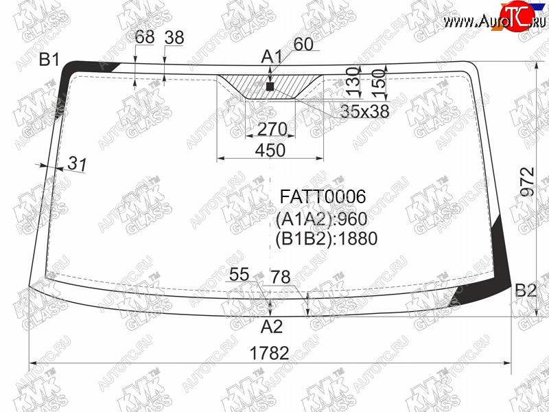 6 899 р. Стекло лобовое PEUGEOT BOXERCITROEN JUMPERFIAT DUCATO 94-06FIAT DUCATO (сб. Россия) 08-           KMK FATT0006  с доставкой в г. Кемерово