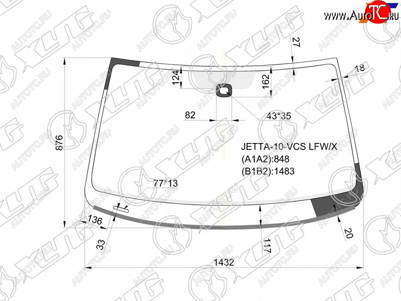 6 899 р. Стекло лобовое (Датчик дождя Молдинг для Европейского рынка) Volkswagen Jetta 10-19                XYG JETTA-10-VCS LFW/X  с доставкой в г. Кемерово