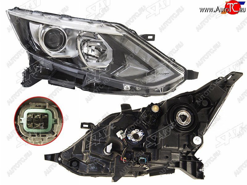 11 199 р. Фара правая (диодная полоса) SAT  Nissan Qashqai  2 (2013-2019) J11 дорестайлинг  с доставкой в г. Кемерово