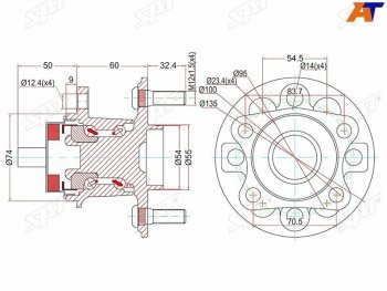 Ступичный узел задн. TOYOTA VITZ KSP90,NCP9#,SCP90RACTIS NCP10#,SCP100BELTA #SP92 05- (с ABS) SAT ST-42450-52060