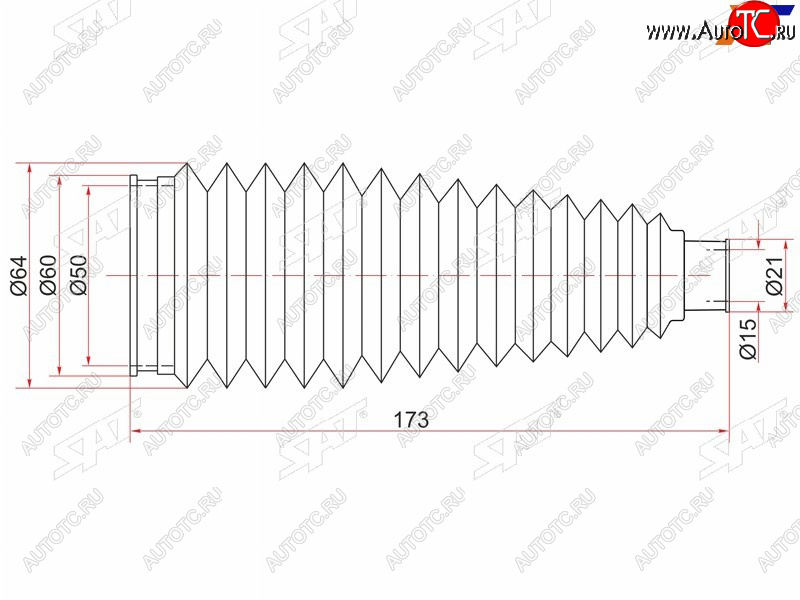 439 р. Пыльник рулевой рейки TOYOTA ALLIONPREMIOISIS 07-IPSUMNOAHVOXY 01- LH=RH SAT ST-45535-44010  с доставкой в г. Кемерово