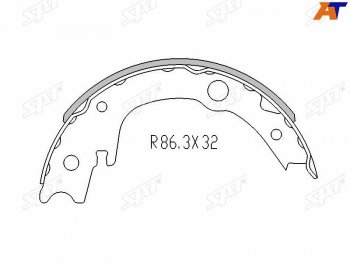 Колодки барабанные задние RH-LH SAT Toyota Corolla E150 седан рестайлинг (2009-2013) (комплект 4шт)