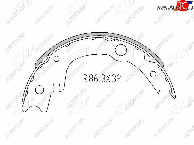 1 139 р. Колодки барабанные задние RH-LH SAT Toyota Wish XE20 дорестайлинг (2009-2012) (комплект 4шт)  с доставкой в г. Кемерово