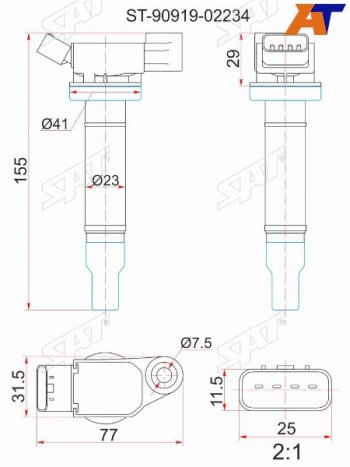 Катушка зажигания TOYOTA 1MZ-FE MCV2#MCU2#MCU1#MCU3#MCR3040 00-06 SAT ST-90919-02234
