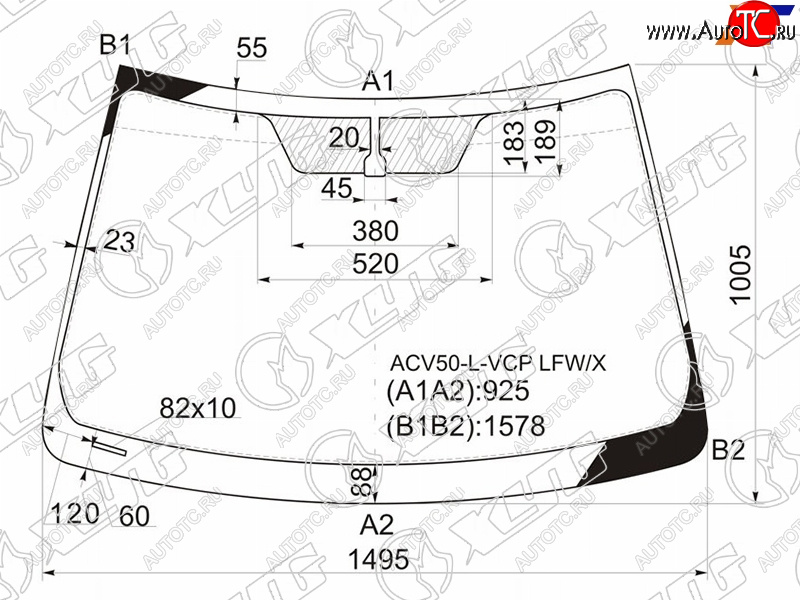 6 449 р. Стекло лобовое Toyota Camry (XV50) 11-18  Aurion 12-15  Camry UAEUSA 11-17 XYG ACV50-L-VCP LFW/X  с доставкой в г. Кемерово