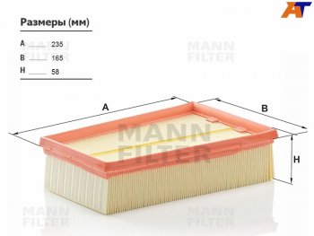 Фильтр воздушный MANN Nissan Qashqai  1 (2007-2013), Nissan X-trail  2 T31 (2007-2015), Renault Koleos ( 1) (2007-2016)