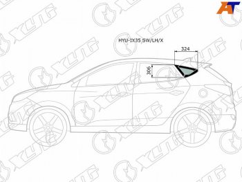 Стекло кузова боковое (не опускное) (Слева Цвет зеленый) Hyundai ix35 09-15  Tucson 09-15          XYG HYU-IX35 SW/LH/X