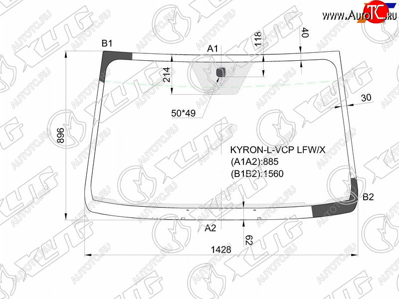 5 849 р. Стекло лобовое SsangYong Actyon 05-10  Actyon Sports 06-16  Kyron 05-16  Nomad 13-17 XYG KYRON-L-VCP LFW/X  с доставкой в г. Кемерово