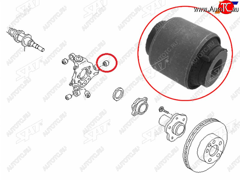 399 р. Сайлентблок Infiniti FX35 02-08  Nissan Murano 02-08  Infiniti FX45 02-09  Nissan Elgrand 02-10  SAT ST-55157-CA000  с доставкой в г. Кемерово